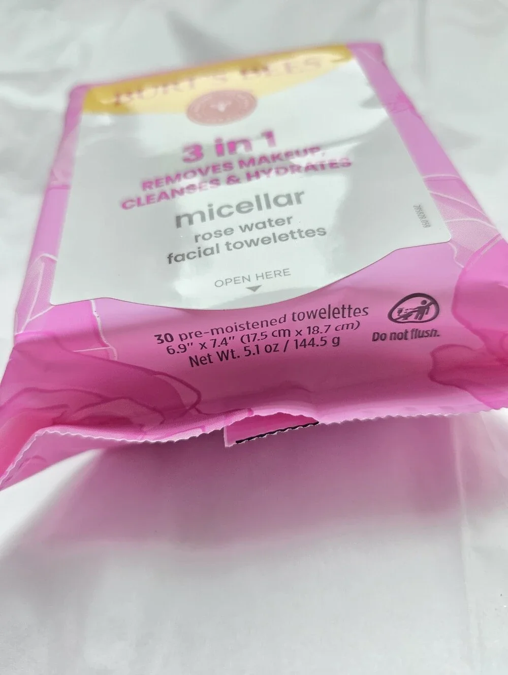 🍒 5/$20 Burt's Bees 3in1 Makeup Remover Wipes Micellar Rose Water 30ct Natural